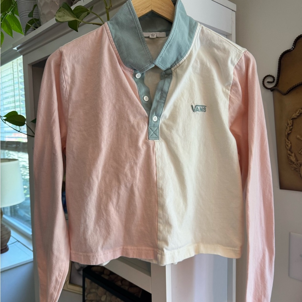 Vans Woman’s Pink and White Button Down Shirt